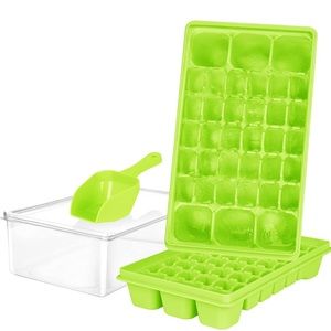 NEW Ice Cube Tray Lid Ice Cube Molds Freezer BPA Free Ice Container Scoop Cover
